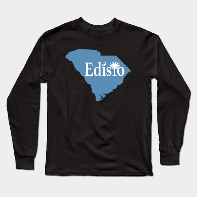 Edisto Island South Carolina State Outline Coastal Blue Long Sleeve T-Shirt by TGKelly